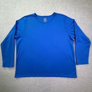 L.L. Bean Womens 2X Plus Blue Supima Cotton Long Sleeve Crewneck Tee Shirt